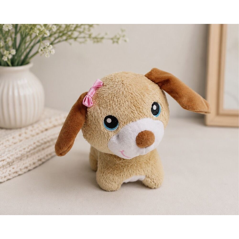 VTech Care for Me Learning Carrier Plush Puppy Dog Pink Collar Stuffed Toy 8”
